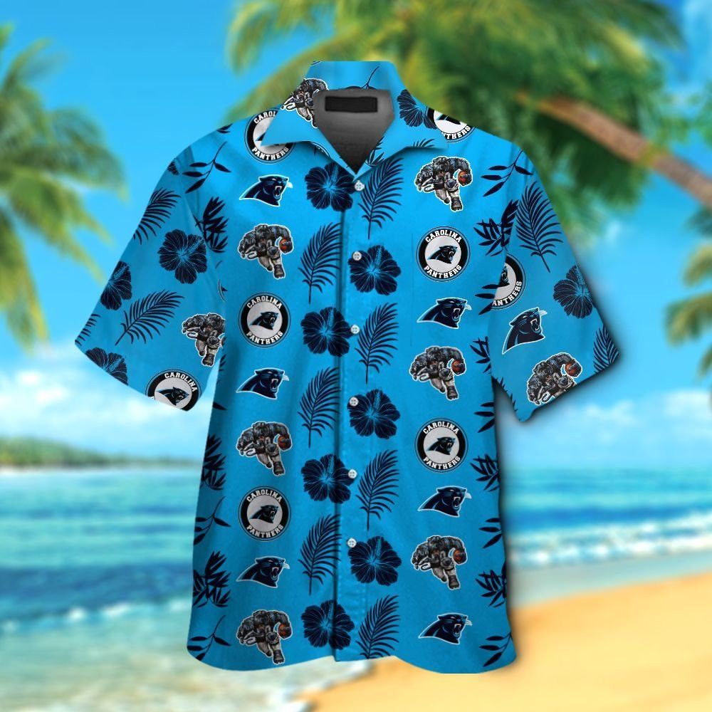 Carolina Panthers Short Sleeve Button Up Tropical Hawaiian Shirt VER014 Unisex T-shirt, Sweatshirt, Hoodie, Long Sleeve Tee - T-Shirt, Sweatshirt, Hoodie