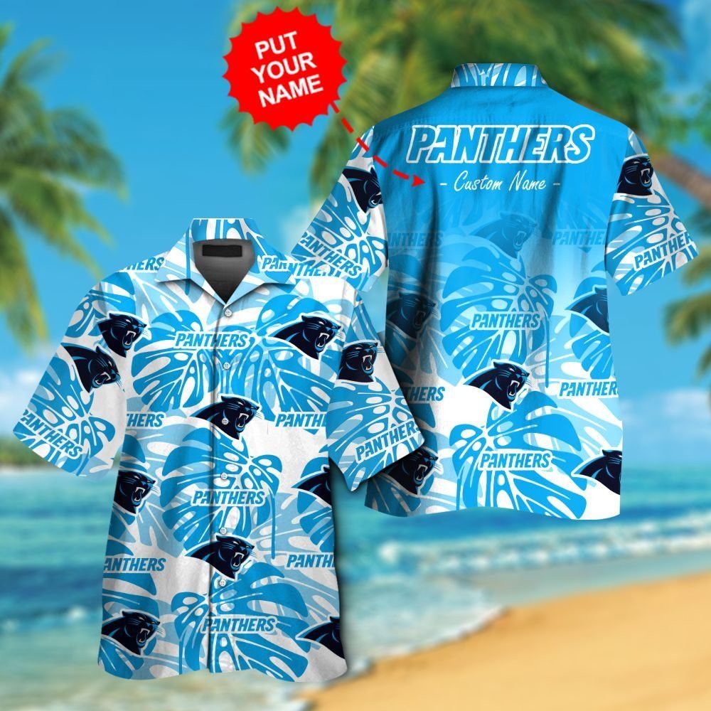 Carolina Panthers Short Sleeve Button Up Tropical Hawaiian Shirt VER016 Unisex T-shirt, Sweatshirt, Hoodie, Long Sleeve Tee - T-Shirt, Sweatshirt, Hoodie
