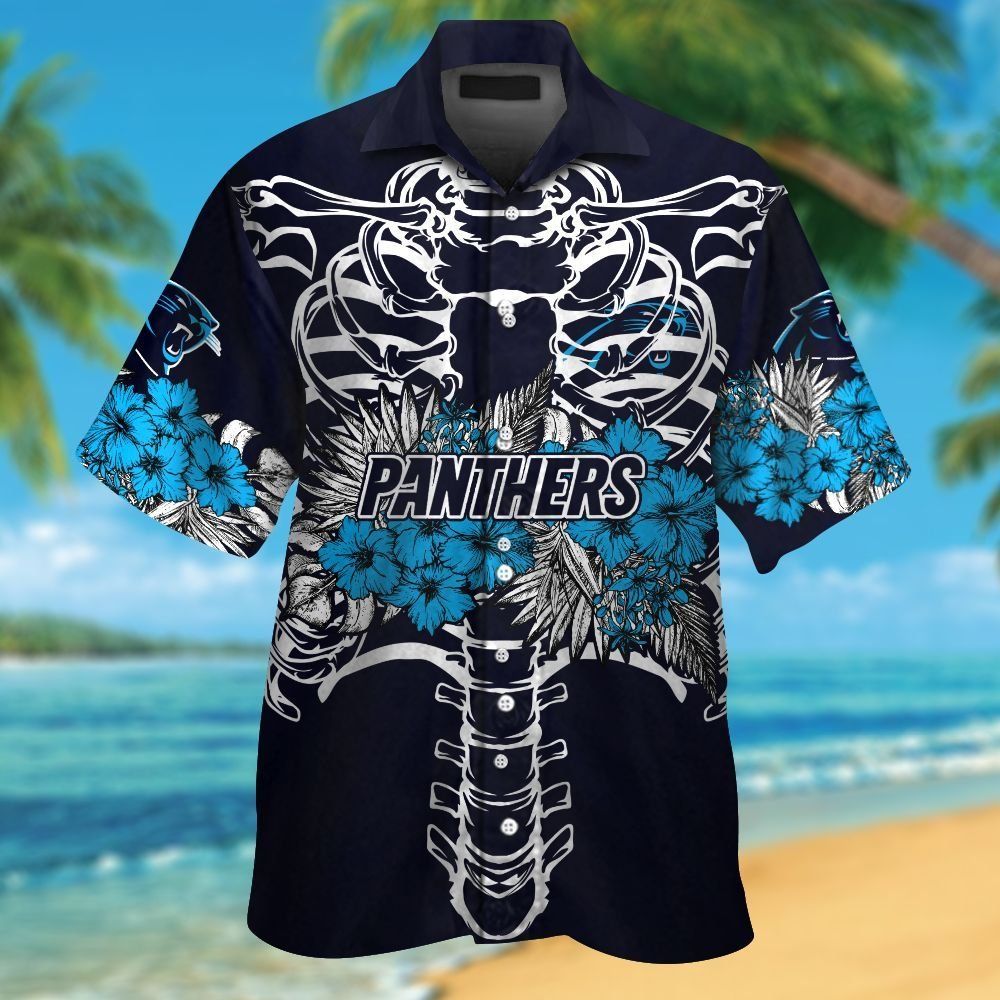 Carolina Panthers Short Sleeve Button Up Tropical Hawaiian Shirt VER020 Unisex T-shirt, Sweatshirt, Hoodie, Long Sleeve Tee - T-Shirt, Sweatshirt, Hoodie