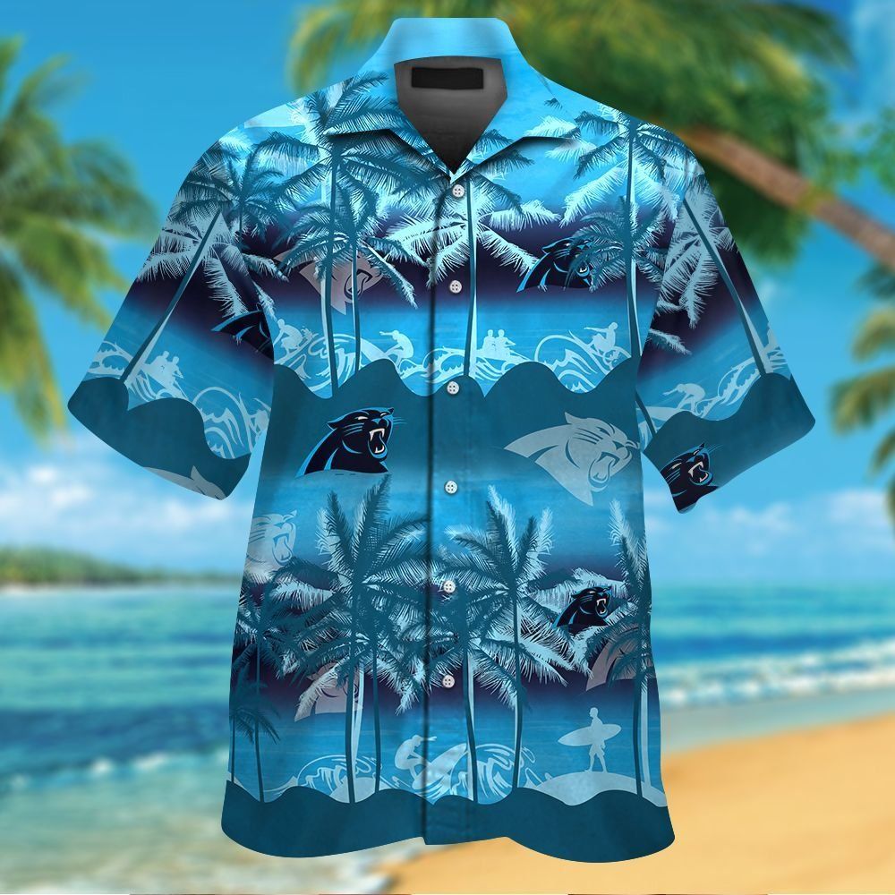 Carolina Panthers Short Sleeve Button Up Tropical Hawaiian Shirt VER022 Unisex T-shirt, Sweatshirt, Hoodie, Long Sleeve Tee - T-Shirt, Sweatshirt, Hoodie