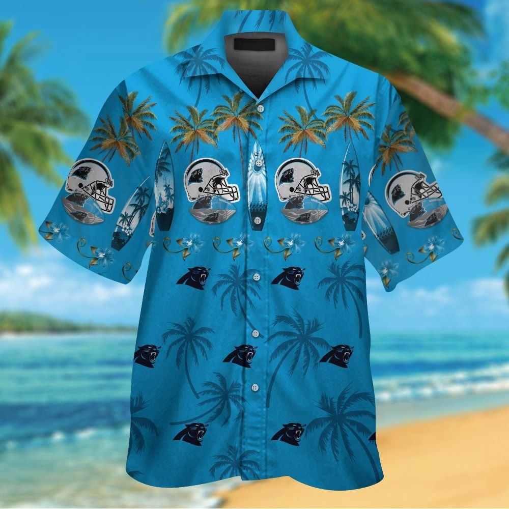 Carolina Panthers Short Sleeve Button Up Tropical Hawaiian Shirt VER024 Unisex T-shirt, Sweatshirt, Hoodie, Long Sleeve Tee - T-Shirt, Sweatshirt, Hoodie