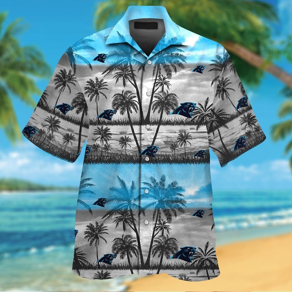 Carolina Panthers Short Sleeve Button Up Tropical Hawaiian Shirt VER025 Unisex T-shirt, Sweatshirt, Hoodie, Long Sleeve Tee - T-Shirt, Sweatshirt, Hoodie