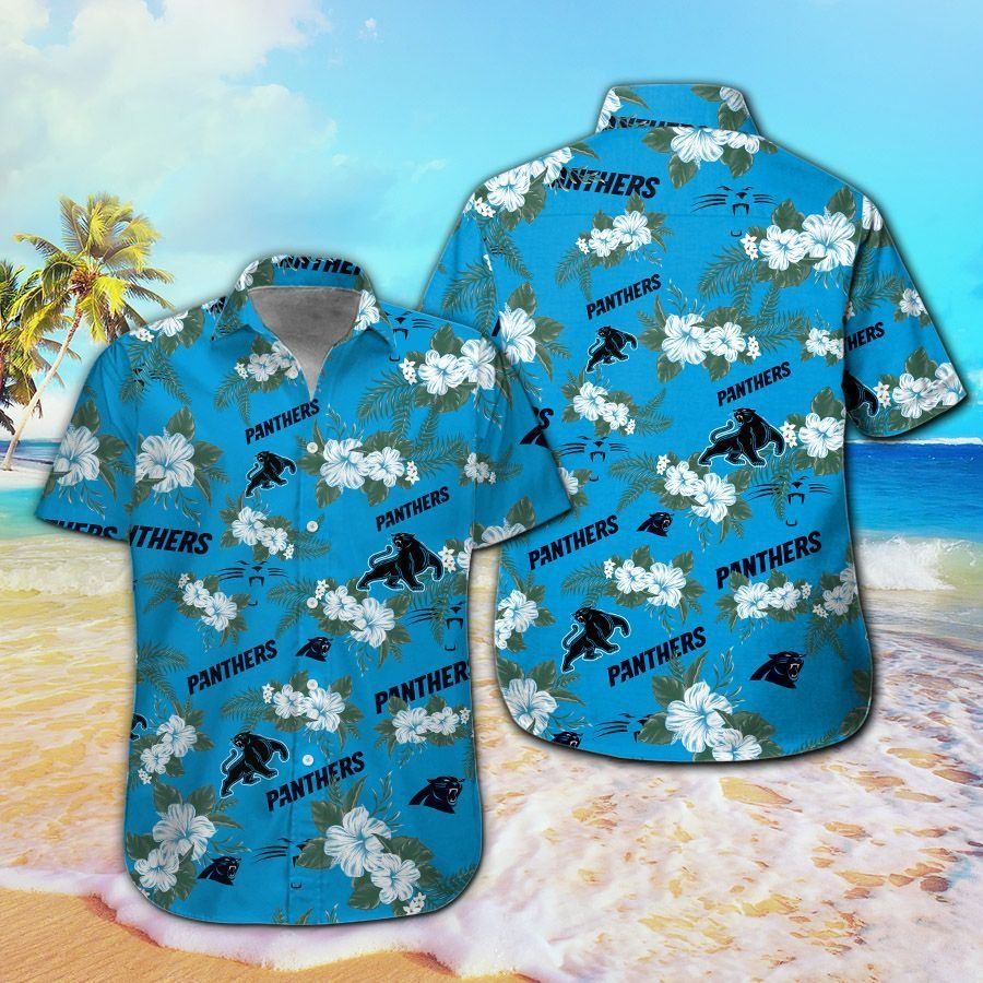 Carolina Panthers Short Sleeve Button Up Tropical Hawaiian Shirt VER026 Unisex T-shirt, Sweatshirt, Hoodie, Long Sleeve Tee - T-Shirt, Sweatshirt, Hoodie
