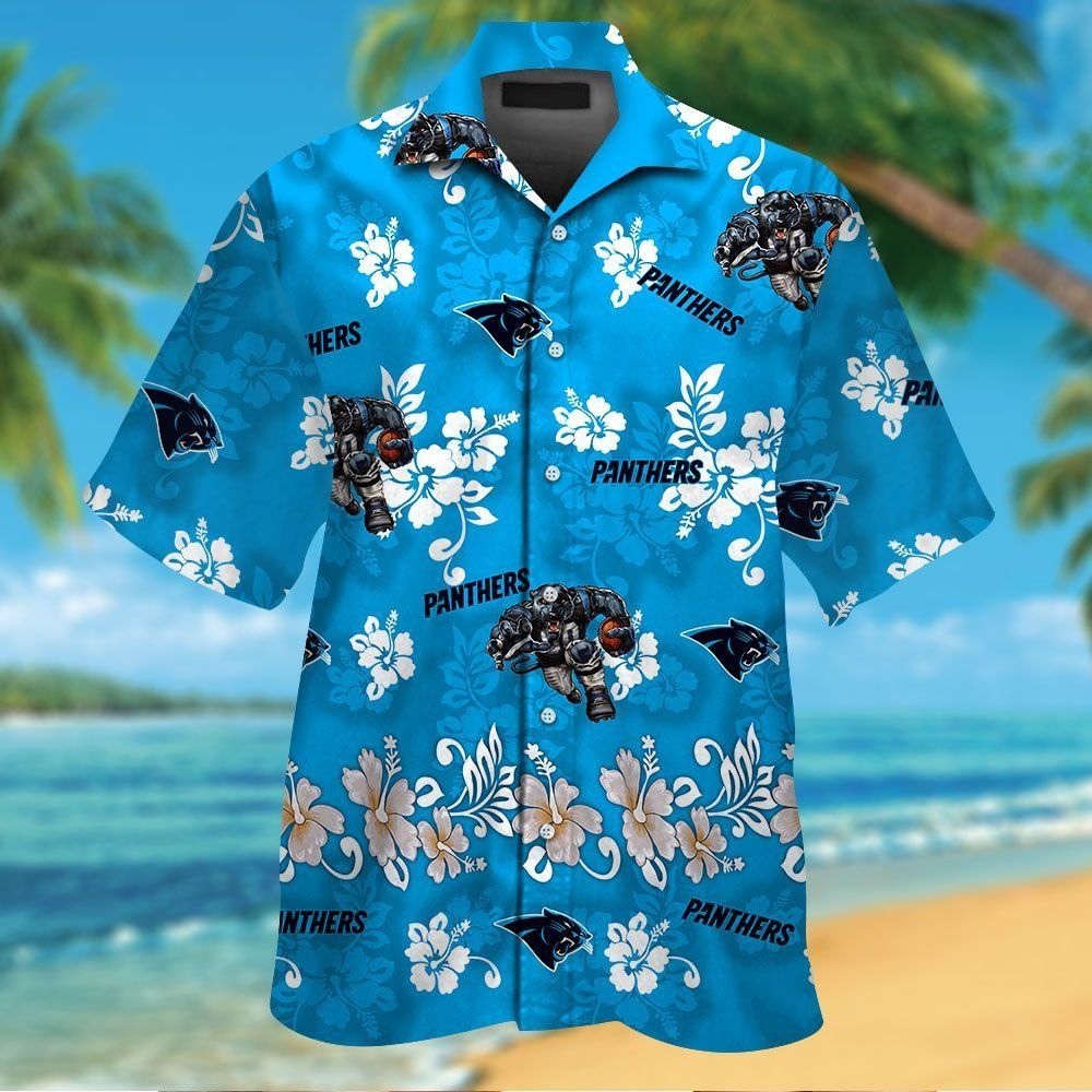 Carolina Panthers Short Sleeve Button Up Tropical Hawaiian Shirt VER028 Unisex T-shirt, Sweatshirt, Hoodie, Long Sleeve Tee - T-Shirt, Sweatshirt, Hoodie