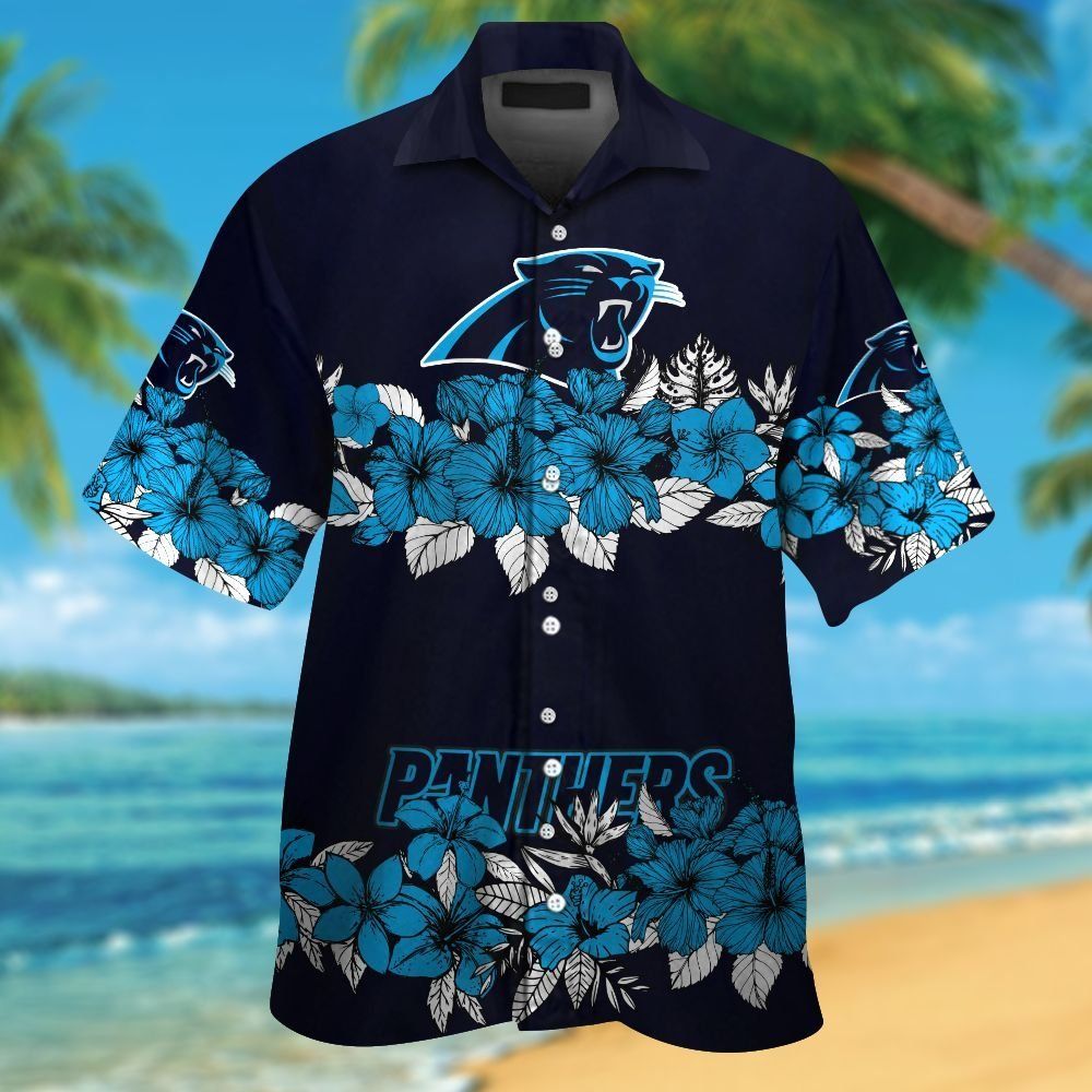 Carolina Panthers Short Sleeve Button Up Tropical Hawaiian Shirt VER03 Unisex T-shirt, Sweatshirt, Hoodie, Long Sleeve Tee - T-Shirt, Sweatshirt, Hoodie