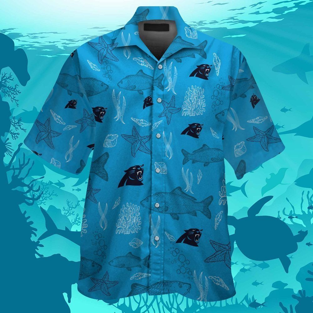 Carolina Panthers Short Sleeve Button Up Tropical Hawaiian Shirt VER031 Unisex T-shirt, Sweatshirt, Hoodie, Long Sleeve Tee - T-Shirt, Sweatshirt, Hoodie