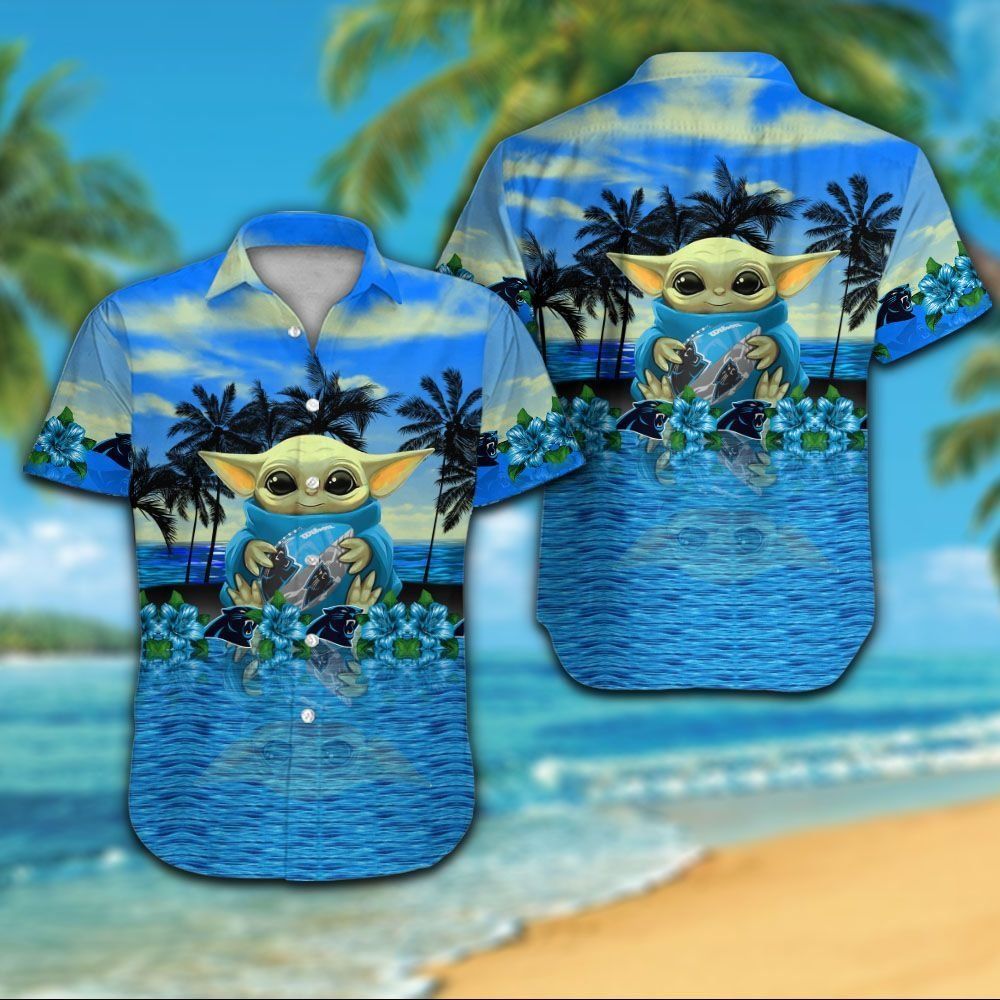 Carolina Panthers Short Sleeve Button Up Tropical Hawaiian Shirt VER032 Unisex T-shirt, Sweatshirt, Hoodie, Long Sleeve Tee - T-Shirt, Sweatshirt, Hoodie