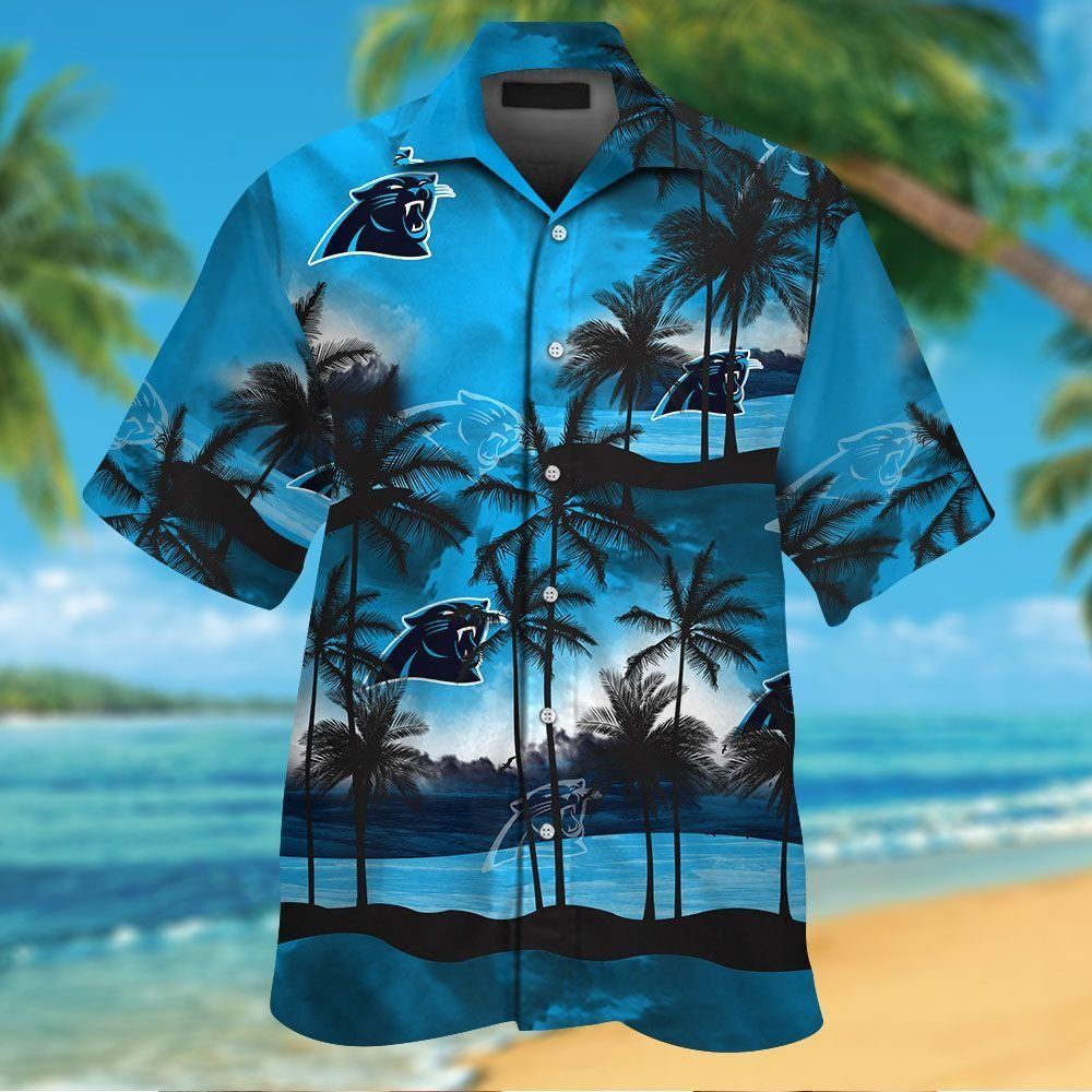 Carolina Panthers Short Sleeve Button Up Tropical Hawaiian Shirt VER04 Unisex T-shirt, Sweatshirt, Hoodie, Long Sleeve Tee - T-Shirt, Sweatshirt, Hoodie