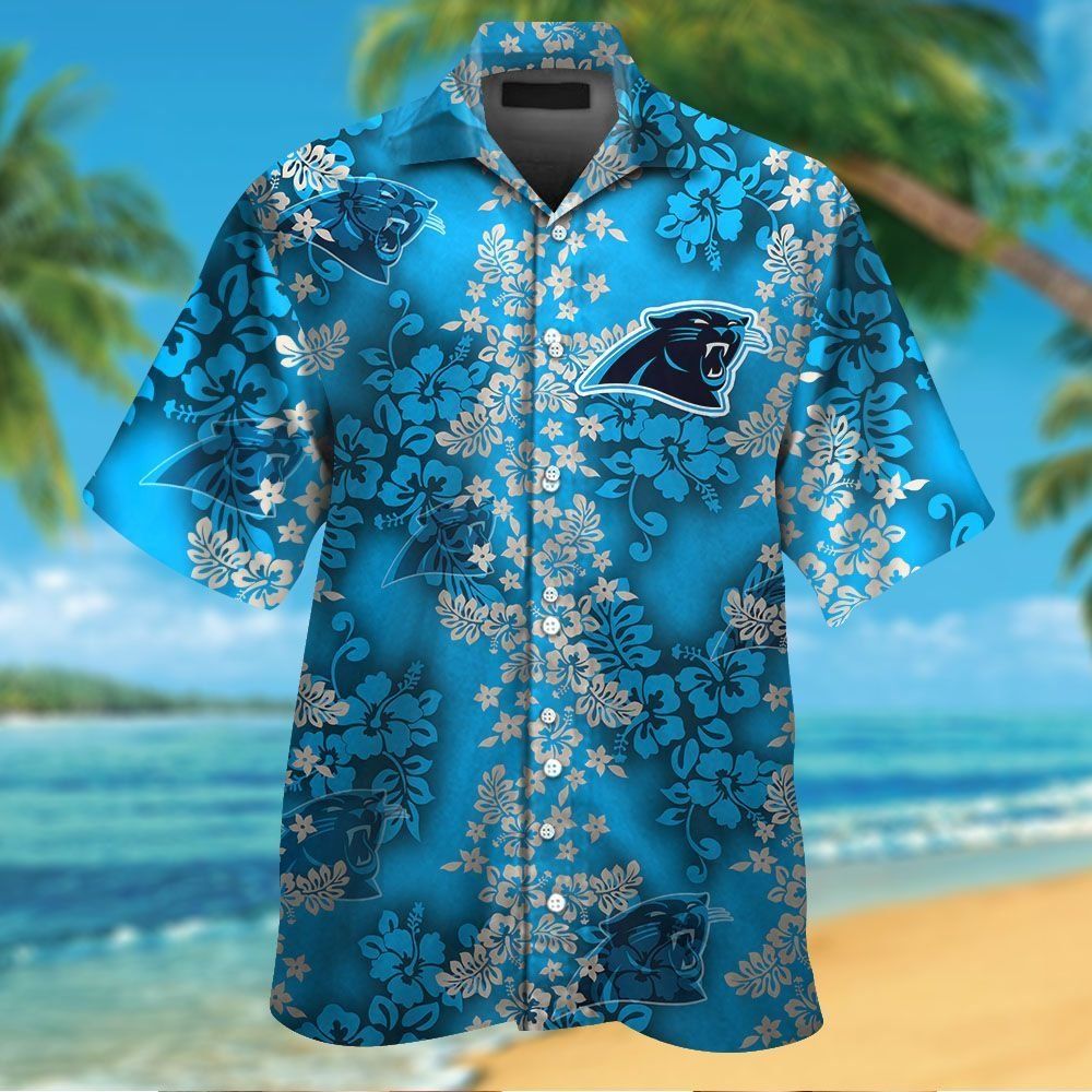 Carolina Panthers Short Sleeve Button Up Tropical Hawaiian Shirt VER08 Unisex T-shirt, Sweatshirt, Hoodie, Long Sleeve Tee - T-Shirt, Sweatshirt, Hoodie
