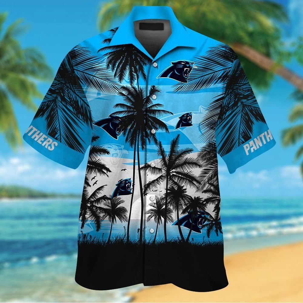 Carolina Panthers Short Sleeve Button Up Tropical Shirt Hawaiian Shirt Unisex T-shirt, Sweatshirt, Hoodie, Long Sleeve Tee - T-Shirt, Sweatshirt, Hoodie