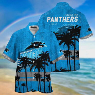 Carolina Panthers Tropical Gridiron Hawaiian Shirt Unisex T-shirt, Sweatshirt, Hoodie, Long Sleeve Tee - T-Shirt, Sweatshirt, Hoodie