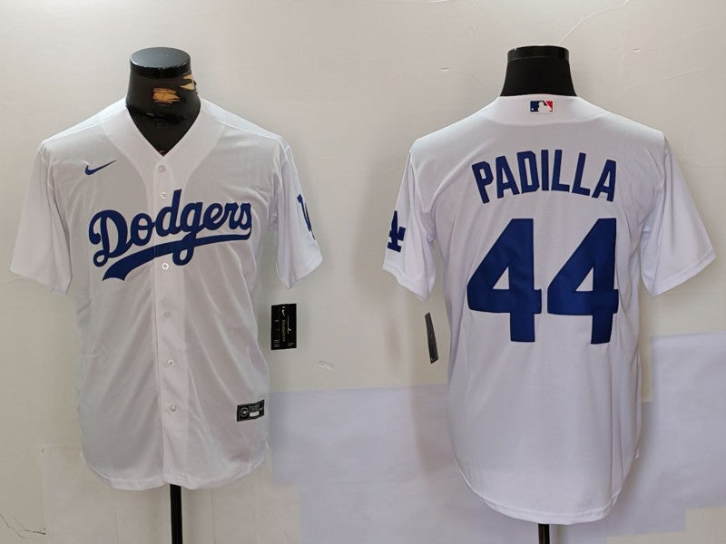 Men's Los Angeles Dodgers Vicente Padilla #44 White Replica Player Jersey1 baseball jersey product view 1