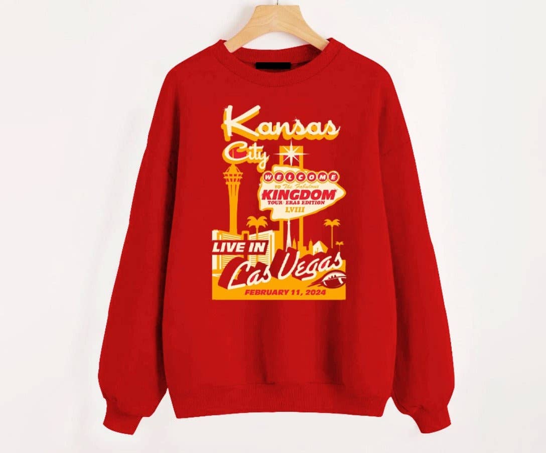 Kansas City Kingdom Tour 2024: Live in Las Vegas Red Unisex T-shirt, Sweatshirt, Hoodie, Long Sleeve Tee - T-Shirt, Sweatshirt, Hoodie