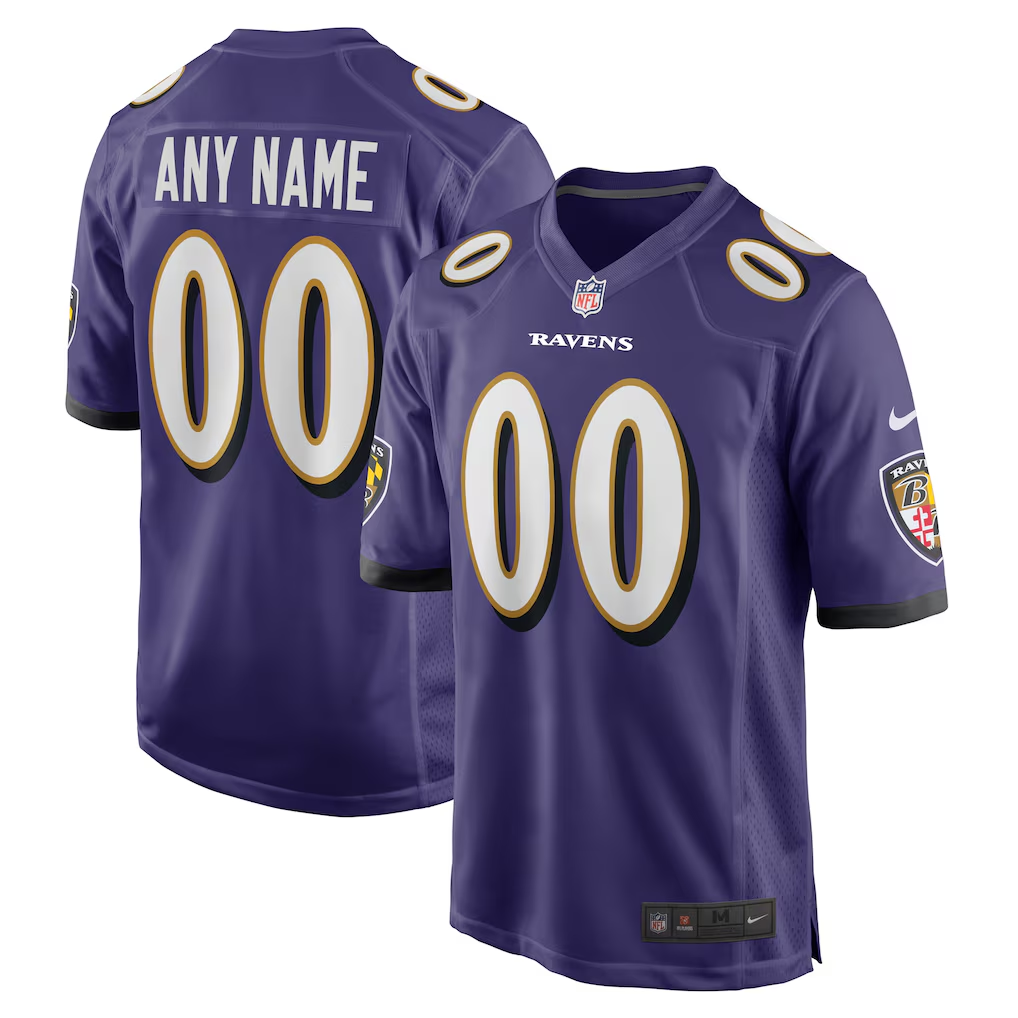 Men's Baltimore Ravens Purple Custom Game Jersey football jersey product view 1