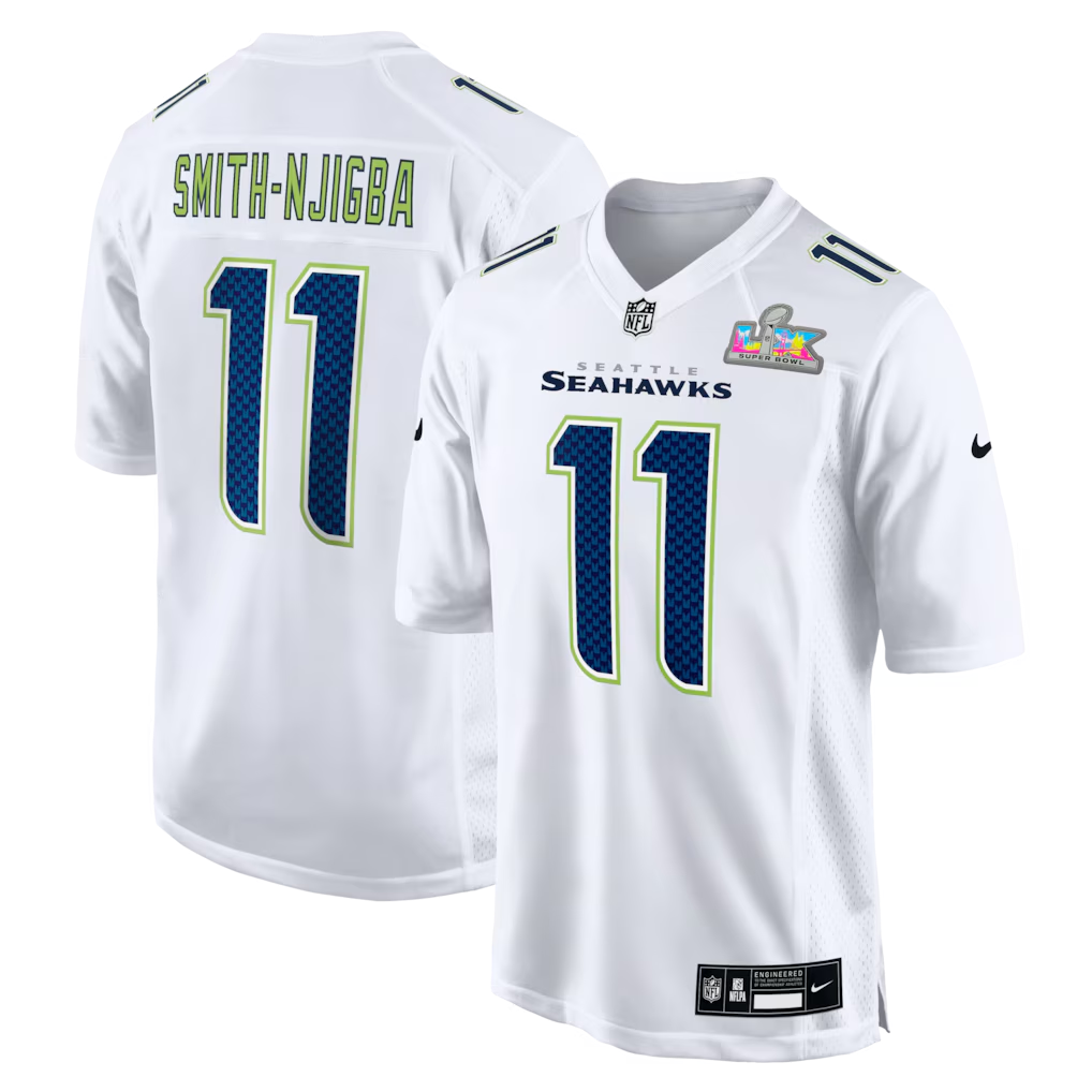 Men's Seattle Seahawks Jaxon Smith-Njigba #11 White Super Bowl LX Patch Tundra Fashion Game Jersey football jersey product view 1