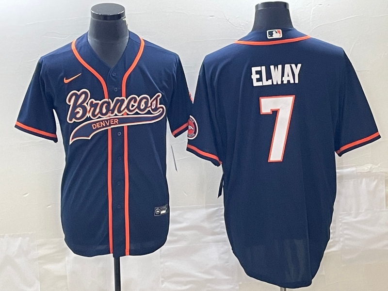 Men's Denver Broncos John Elway #7 Navy Game Jersey1 Joint Edition football jersey product view 1