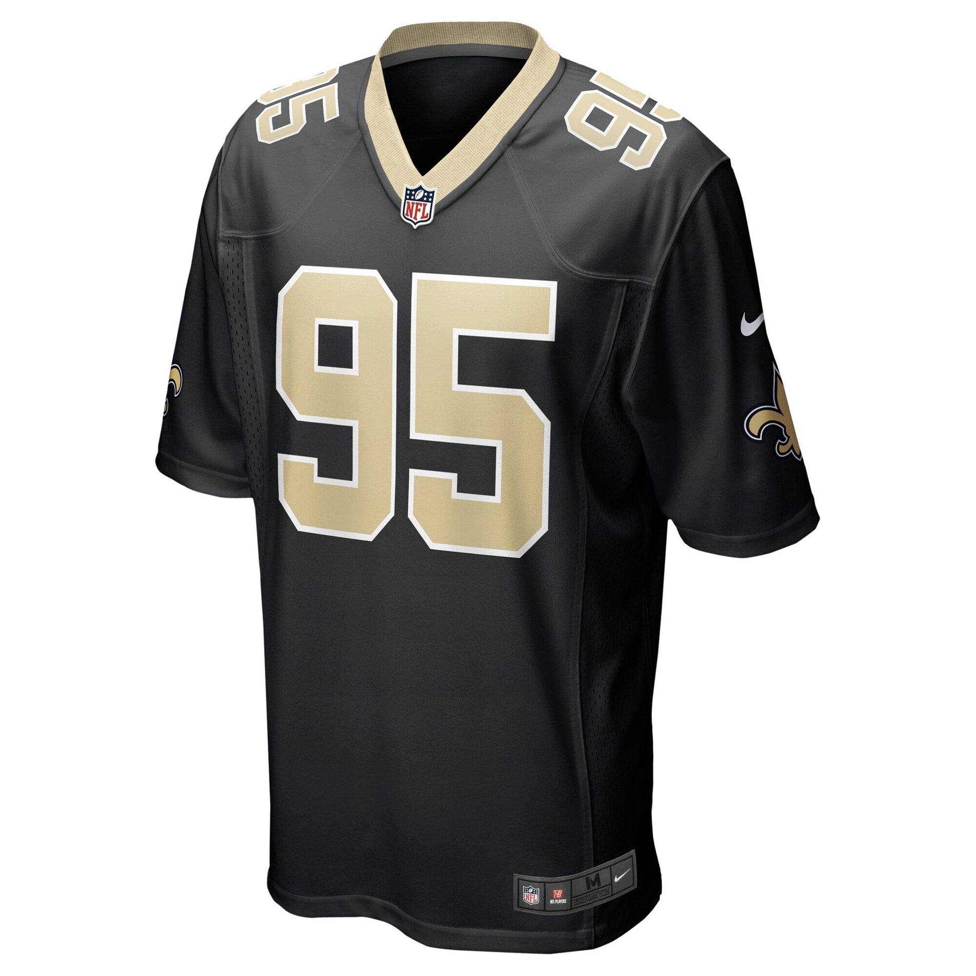 Jack Heflin New Orleans Saints Team Game Jersey - Black football jersey product view 2