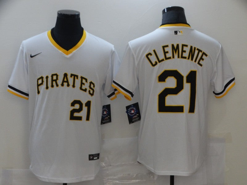 Men's Pittsburgh Pirates Roberto Clemente White Authentic Game Jersey baseball jersey product view 1