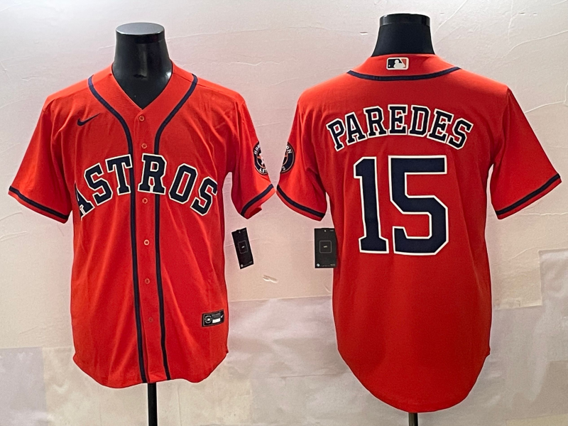 Men's Houston Astros Isaac Paredes Orange Replica Player Jersey baseball jersey product view 1