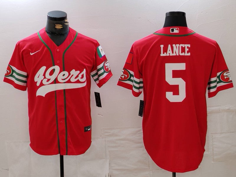 Men's San Francisco 49ers Trey Lance Scarlet Player Game Jersey football jersey product view 1