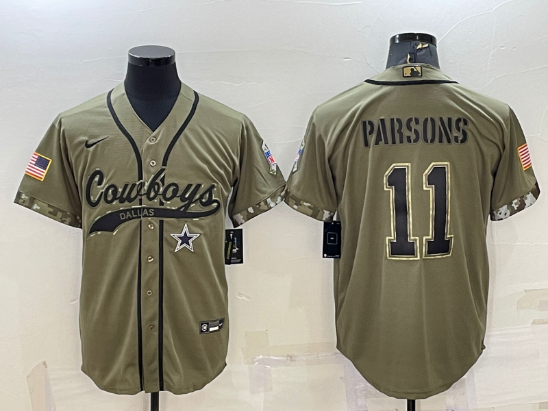 Men's Dallas Cowboys Micah Parsons Olive 2022 Salute To Service Limited Jersey Joint Edition football jersey product view 1