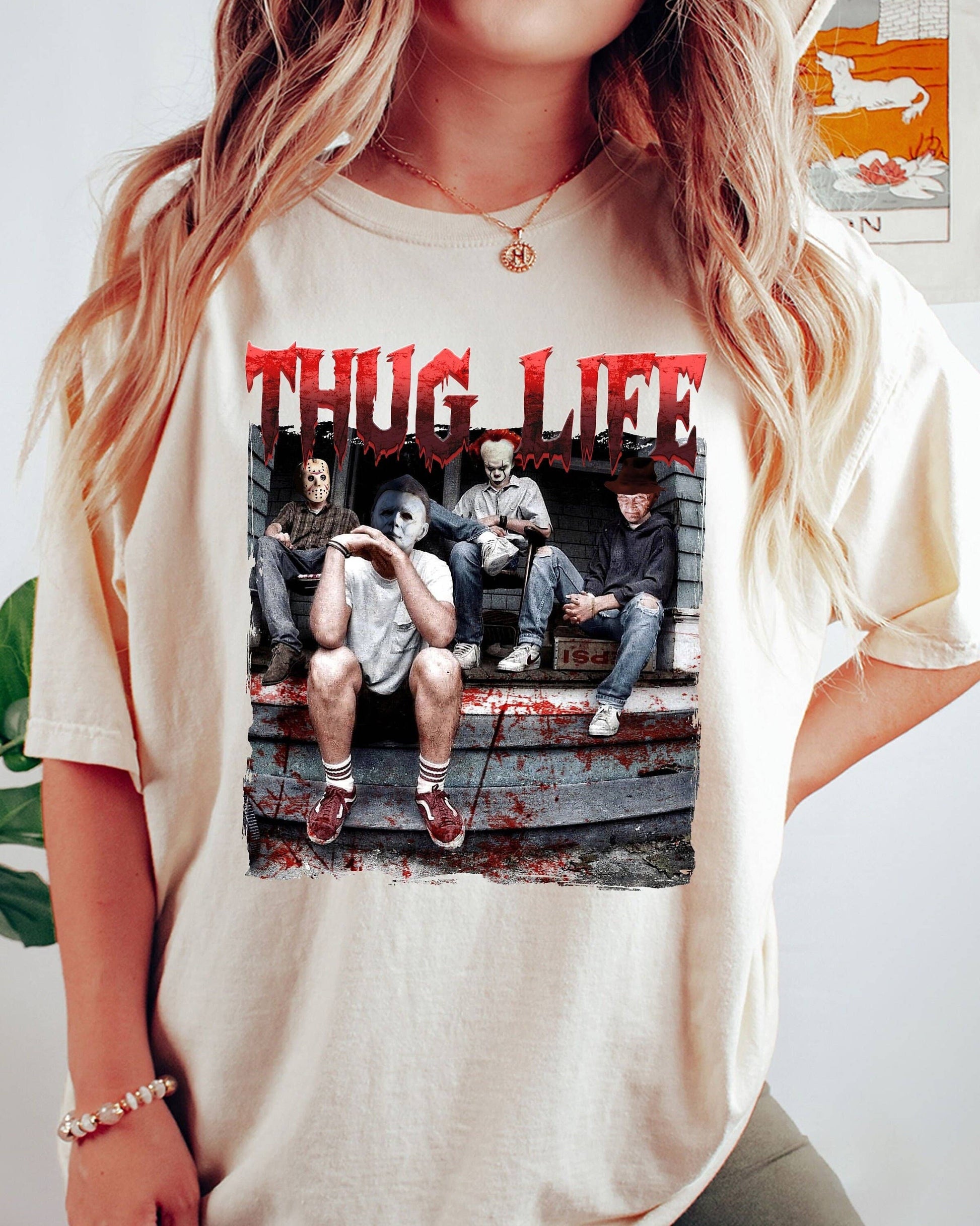Thug Life Horror Movie Shirt with Michael Myers and Friends Unisex T-shirt, Sweatshirt, Hoodie, Long Sleeve Tee - T-Shirt, Sweatshirt, Hoodie