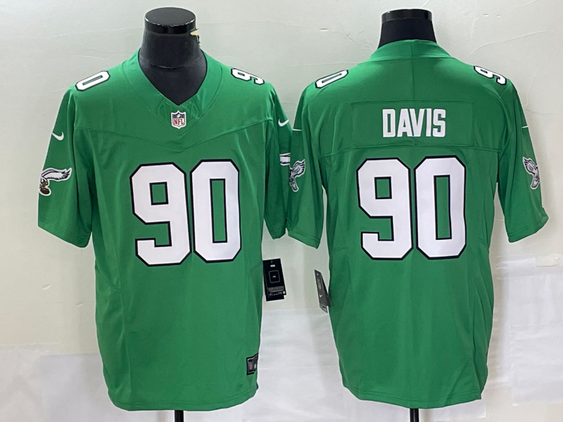 Men's Philadelphia Eagles Jordan Davis Kelly Green Game Jersey basketball jersey product view 1