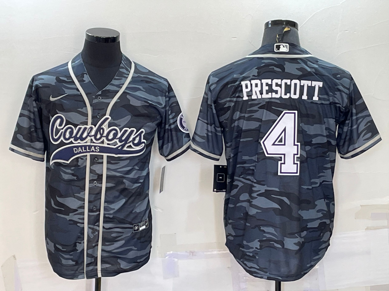 Men's Dallas Cowboys Dak Prescott Grey Camouflage Player Jersey Joint Edition football jersey product view 1