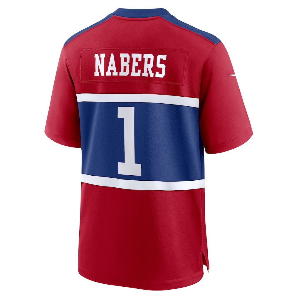NY.Giants #1 Malik Nabers Century Red Alternate Game Jersey sports jersey product view 1