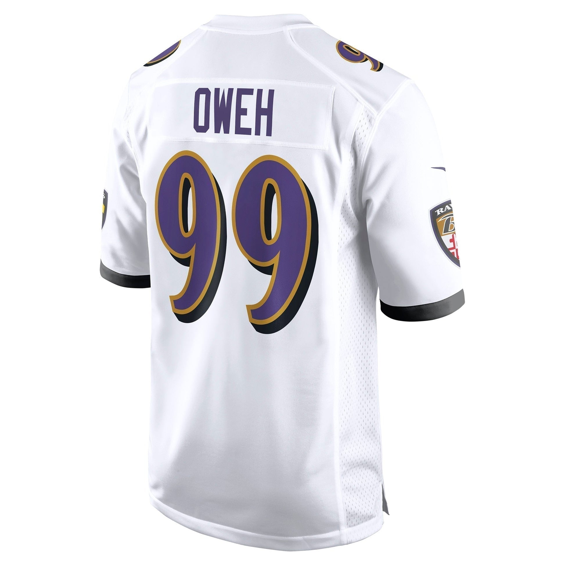 Odafe Oweh Baltimore Ravens Game Jersey - White football jersey product view 3