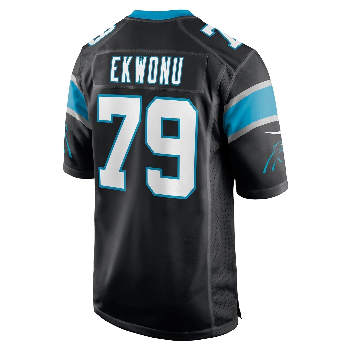 Ikem Ekwonu Carolina Panthers Game Jersey - Black football jersey product view 3