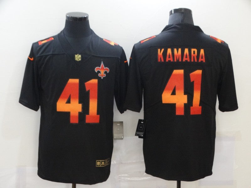 Men's New Orleans Saints Alvin Kamara #41 Black Authentic Game Player Jersey1 football jersey product view 1