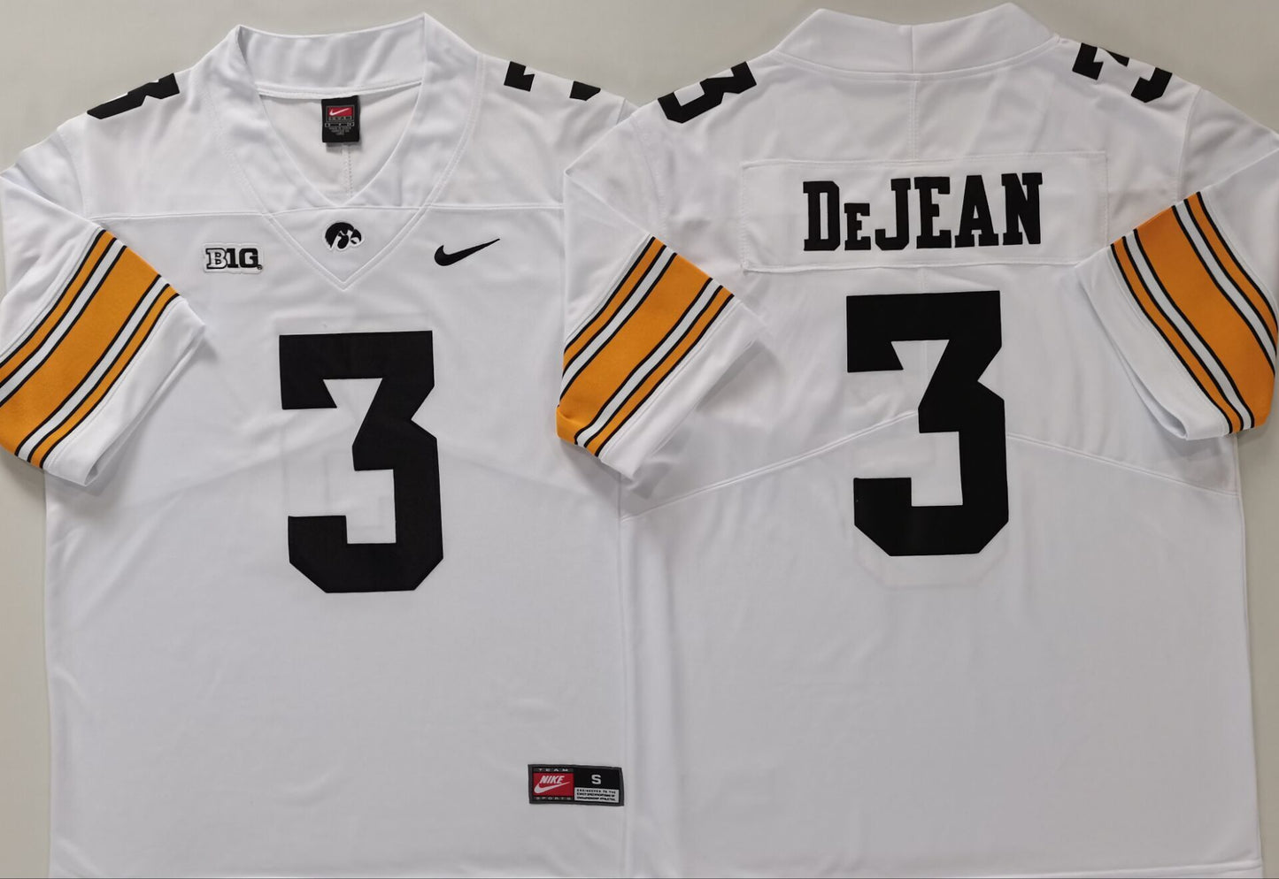 Men's Iowa Hawkeyes Cooper DeJean #3 White Player Game Jersey sports jersey product view 1