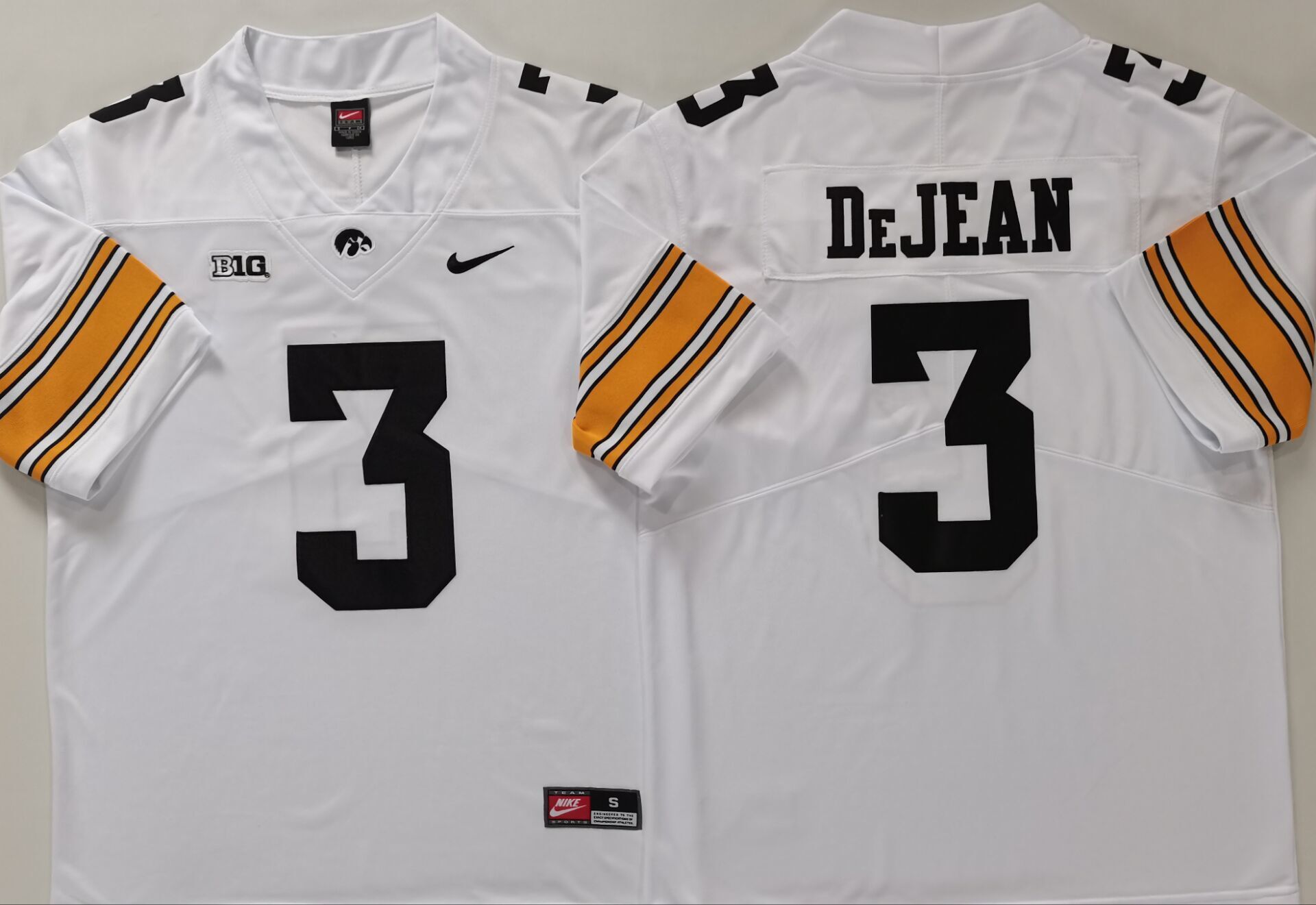 Men's Iowa Hawkeyes Cooper DeJean #3 White Player Game Jersey sports jersey product view 1