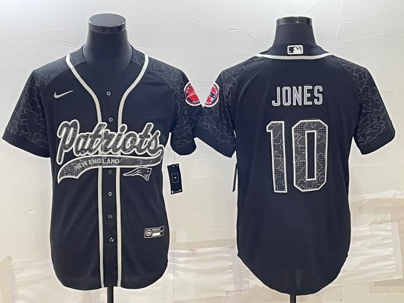 Men's New England Patriots Mac Jones #10 Black RFLCTV Limited Jersey1 Joint Edition football jersey product view 1