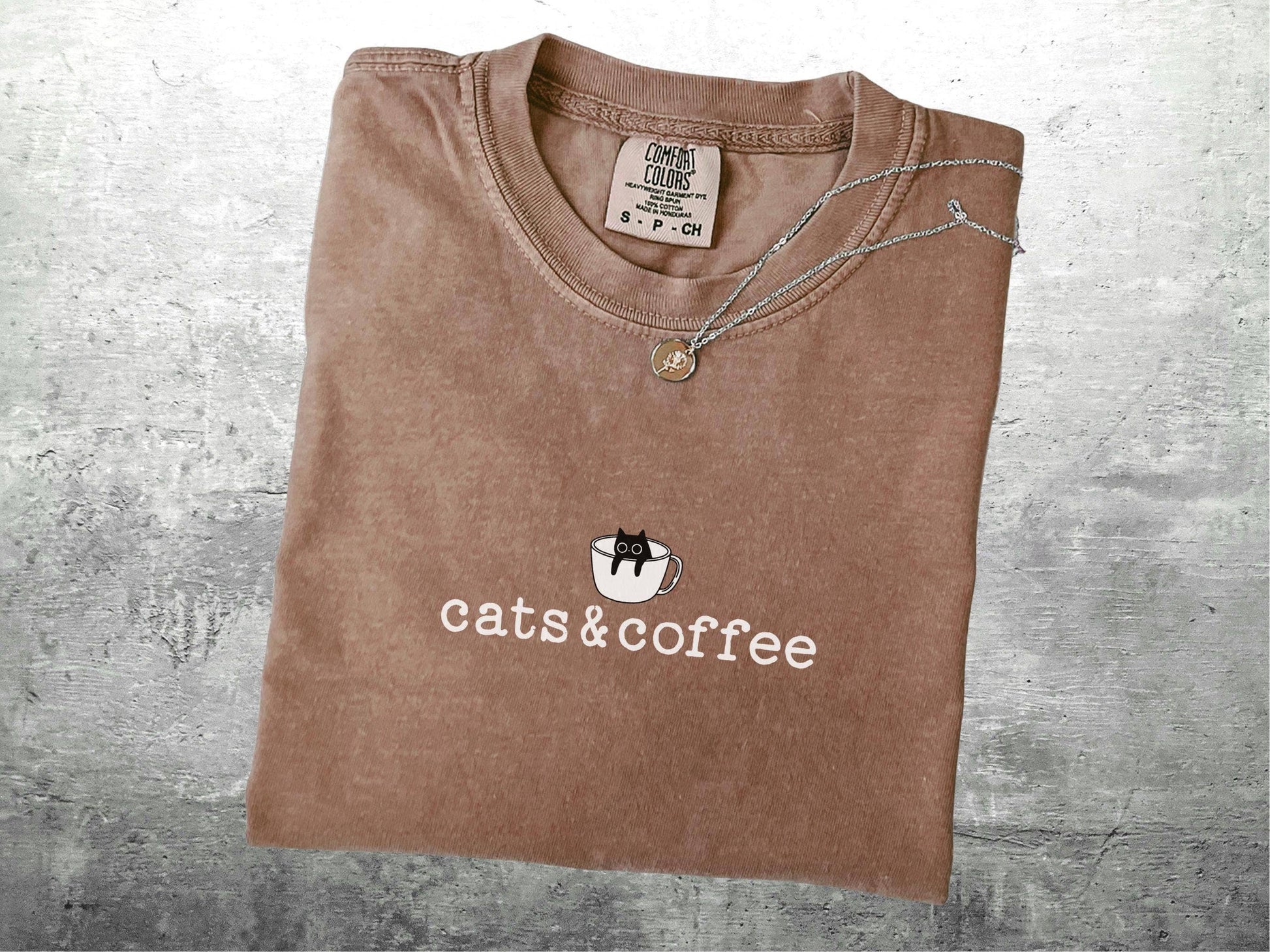 Cats & Coffee Comfort Colors Tee - Unisex Unisex T-shirt, Sweatshirt, Hoodie, Long Sleeve Tee - T-Shirt, Sweatshirt, Hoodie