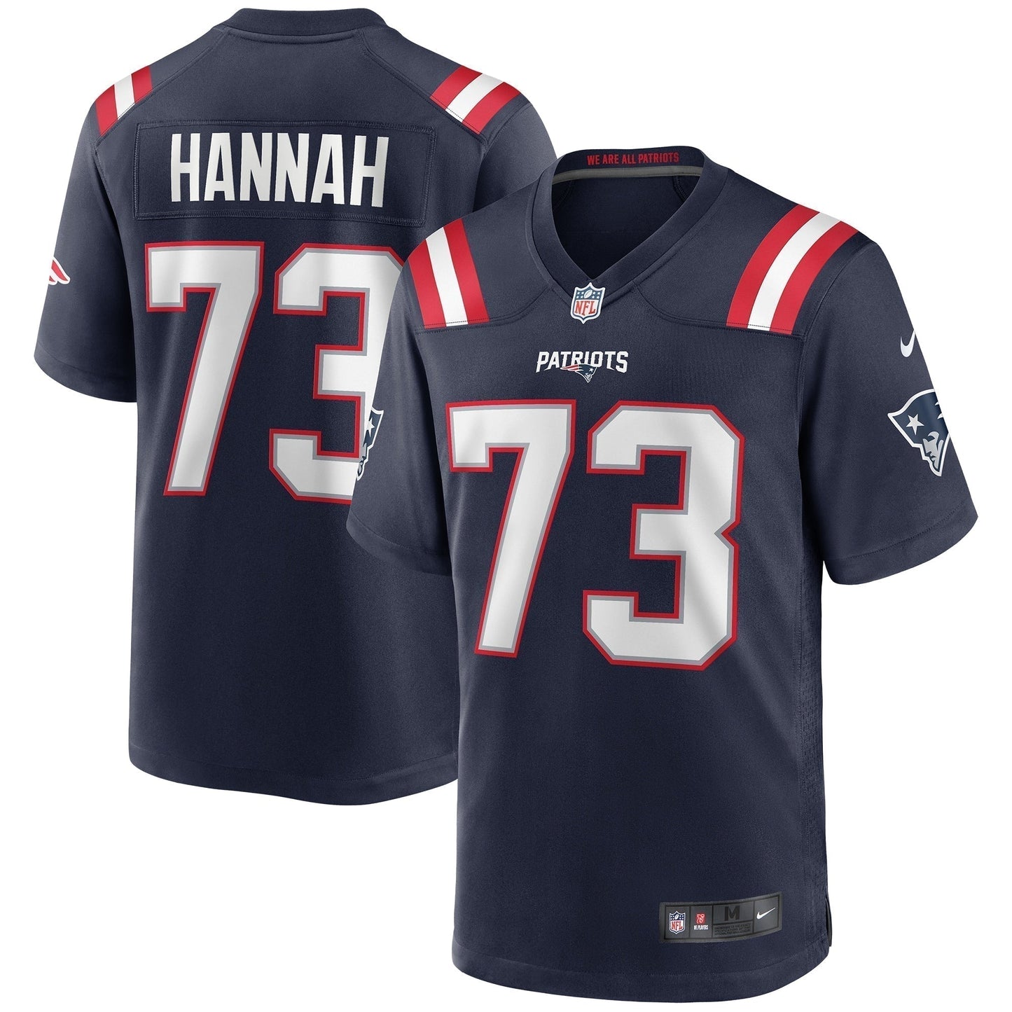 John Hannah New England Patriots Game Retired Jersey - Navy football jersey product view 1