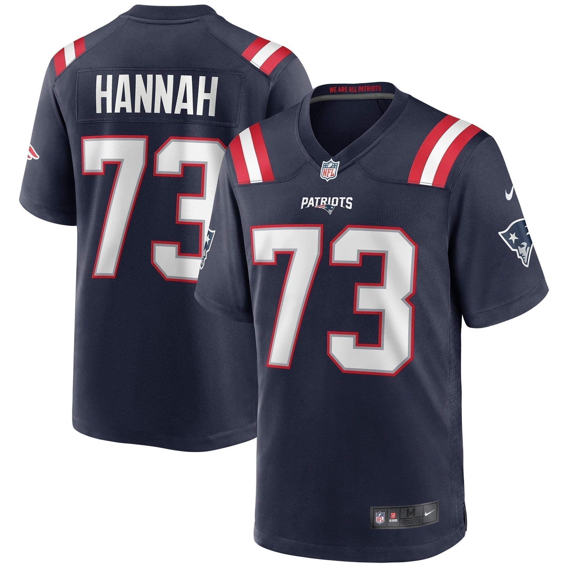 John Hannah New England Patriots Game Retired Jersey - Navy football jersey product view 1