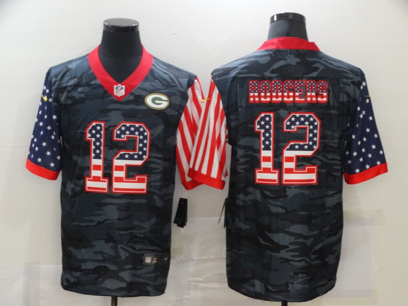 Men's Green Bay Packers Aaron Rodgers #12 Gray Camouflage Game Player Jersey1 football jersey product view 1
