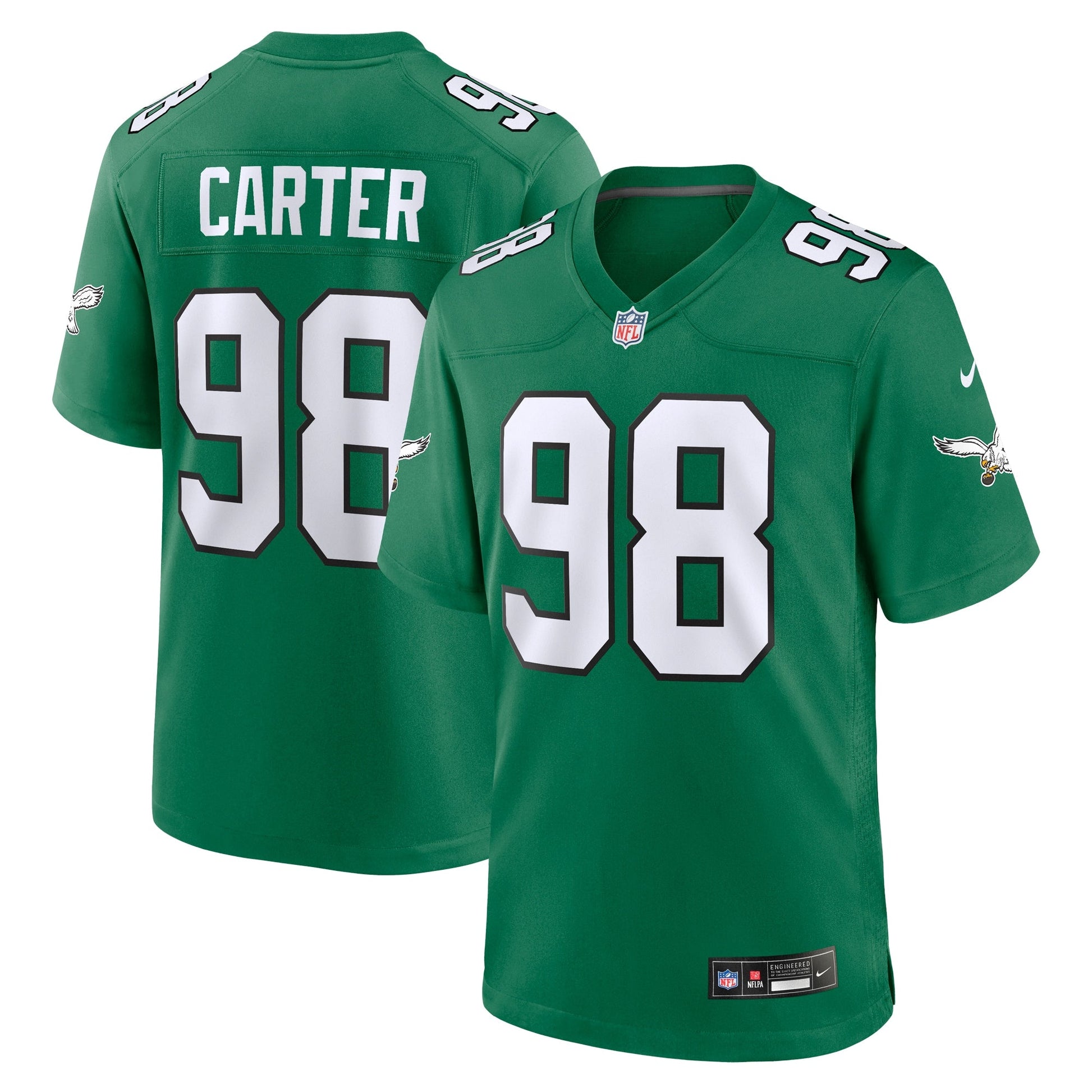 Jalen Carter Philadelphia Eagles Alternate Game Jersey - Kelly Green football jersey product view 1