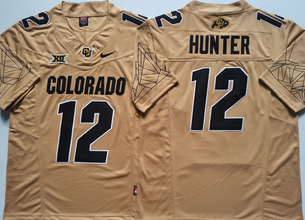 Men's Colorado Buffaloes Buffs Hunter #12 Yellow Game Jersey sports jersey product view 1