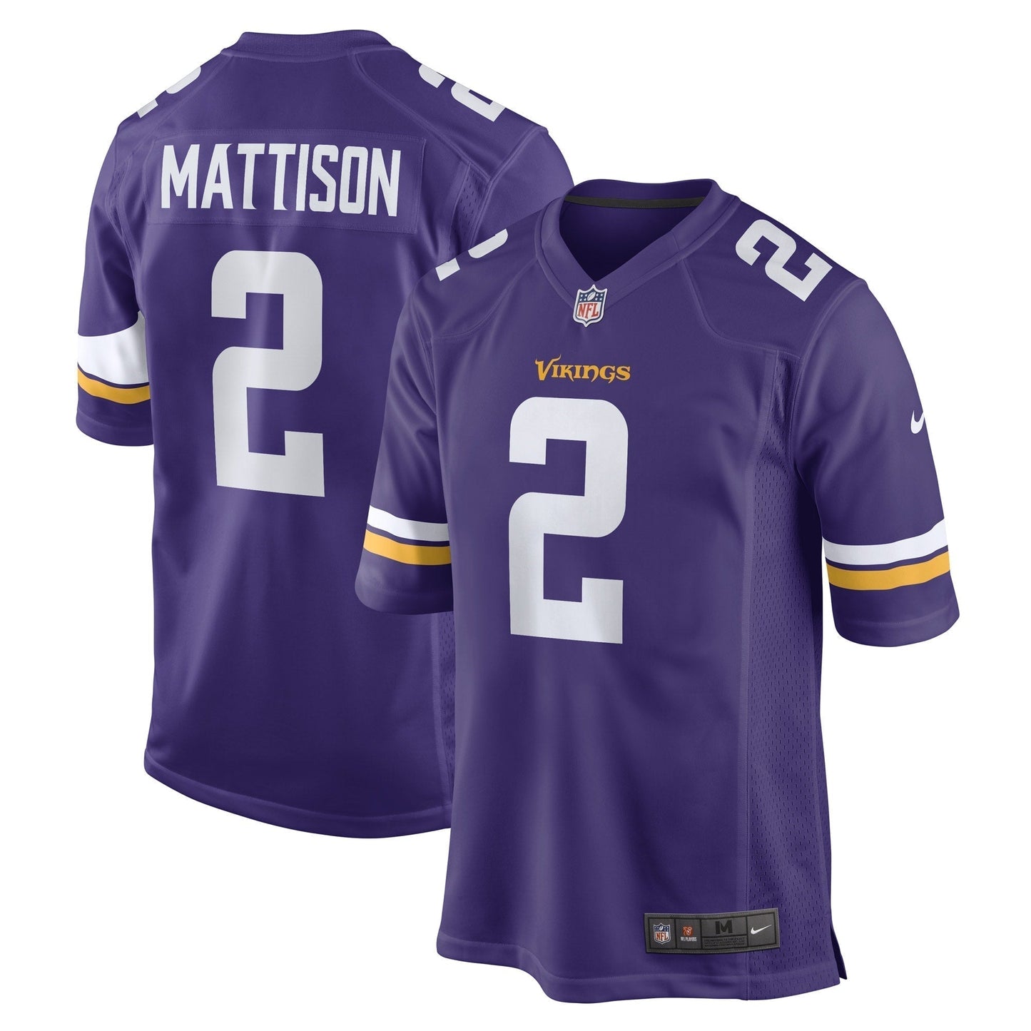 Alexander Mattison Minnesota Vikings Game Jersey - Purple football jersey product view 1