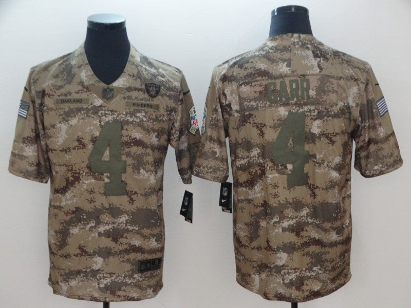 Men's Las Vegas Raiders Derek Carr #4 Camouflage Game Jersey1 football jersey product view 1