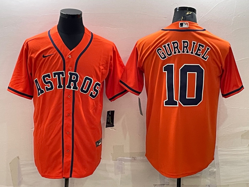 Men's Houston Astros Yuli Gurriel #10 Orange Replica Player Jersey baseball jersey product view 1