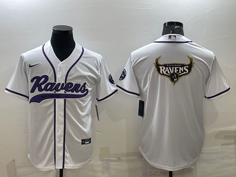Men's Baltimore Ravens White Game Jersey football jersey product view 1