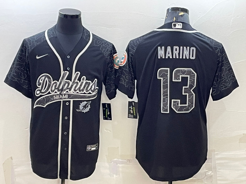 Men's Miami Dolphins Dan Marino Black RFLCTV Limited Jersey Joint Edition football jersey product view 1