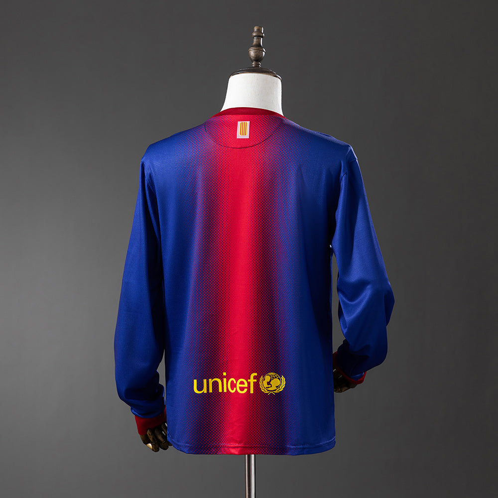Barcelona 12/13 Home Long Sleeve Retro Jersey sports jersey product view 2