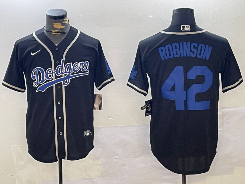 Men's Los Angeles Dodgers Jackie Robinson Black Game Player Jersey baseball jersey product view 1