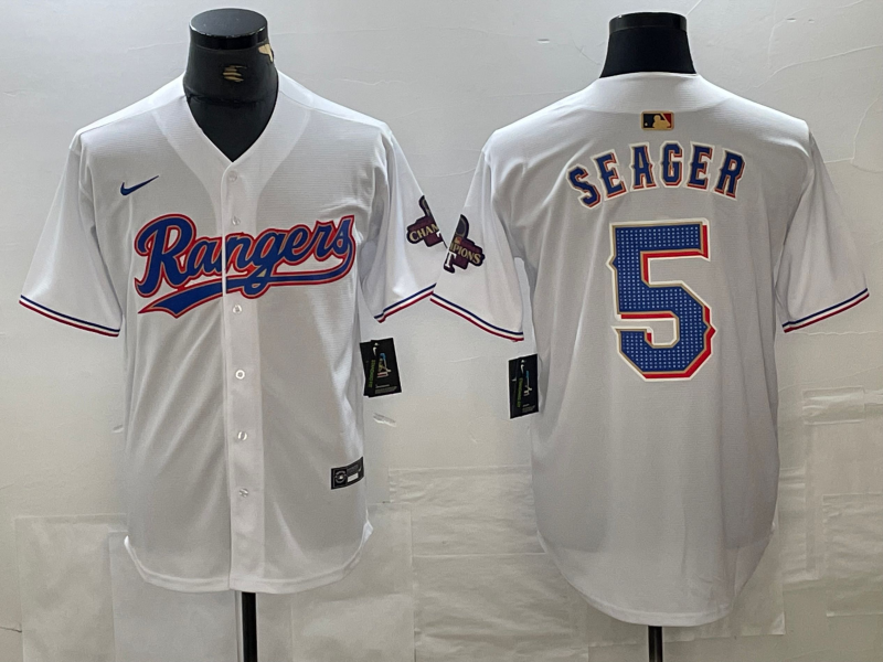 Men's Texas Rangers Corey Seager #5 White 2024 Gold Collection Limited Player Jersey baseball jersey product view 1