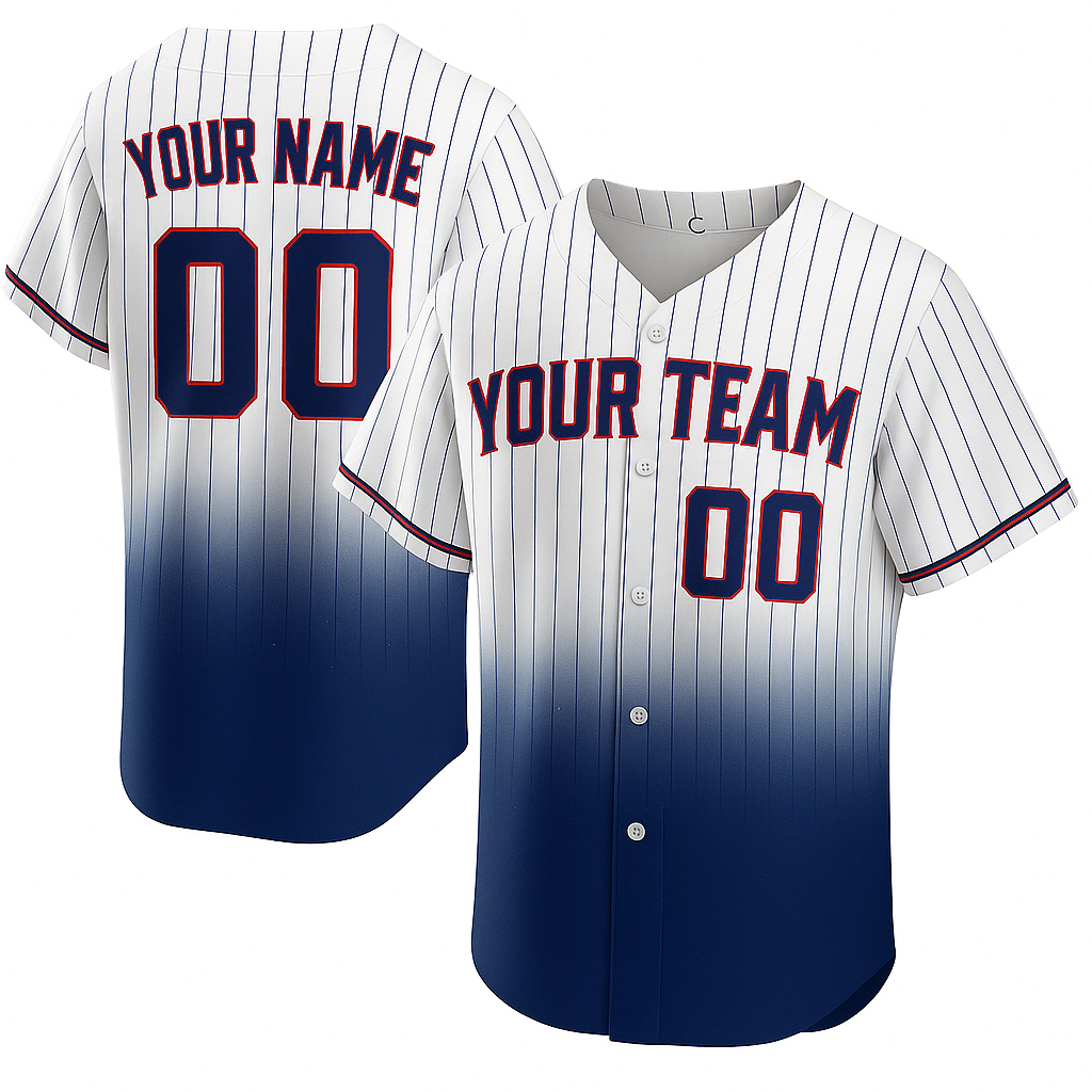 Custom Baseball Jersey  October Sky Gradient Edition White & Navy Pinstripes Unisex T-shirt, Sweatshirt, Hoodie, Long Sleeve Tee - T-Shirt, Sweatshirt, Hoodie
